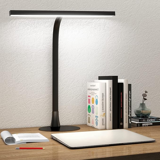 LED Desk Lamp, 15.7" Wide Modern Architect Desk Light for Home Office, 10W Bright Tall Flexible Task Lamp for Piano, Monitor, Workbench, 3 Color Modes & 30 Brightness, 1000LM (Black) - LeafyLoom