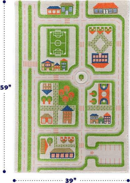 IVI 3D Play Rugs, Traffic Green, 39 x 59 inches - LeafyLoom