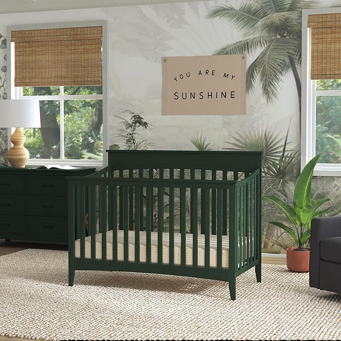 DaVinci Grove 4-in-1 Convertible Crib in Forest Green, Greenguard Gold Certified - LeafyLoom