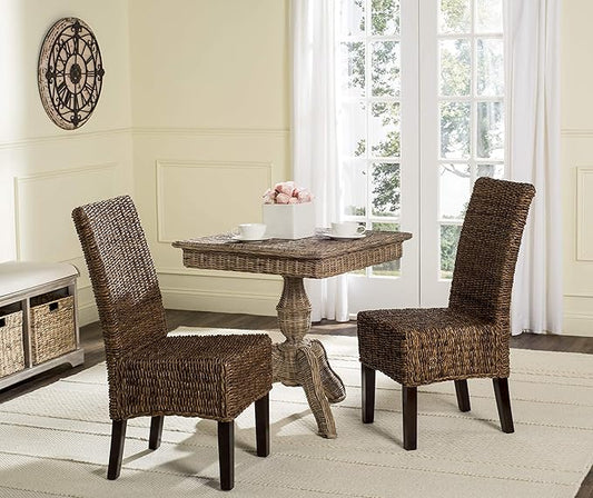 Safavieh Home Collection Avita Brown Wicker 18-inch Dining Chair (Set of 2) - LeafyLoom