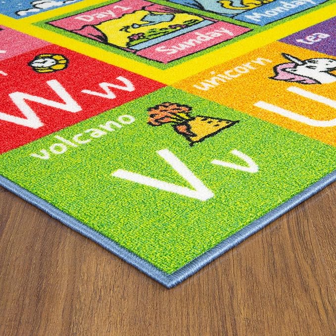 KC Cubs ABC Alphabet Animal Educational Nylon Area Rug - LeafyLoom