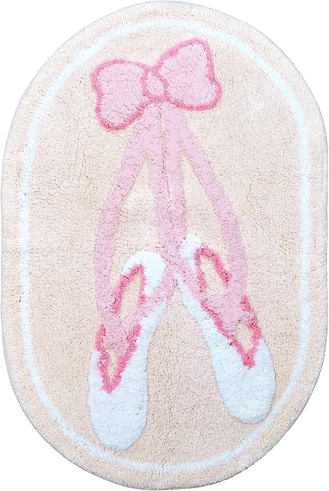 Hand Tufted Ballerina Bedroom or Bathroom Rug - 30x20 in; 100% Cotton Kids Bathroom Mat; Decorative Kids Area Rug - LeafyLoom