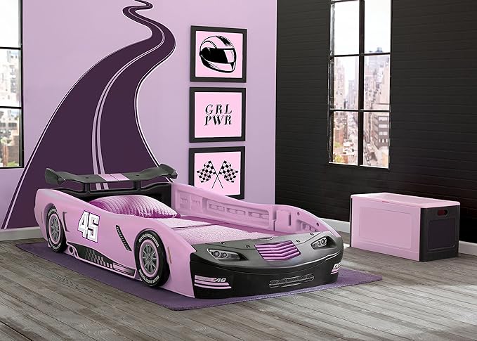 Delta Children Sport Race Car Twin Bed, Pink - LeafyLoom