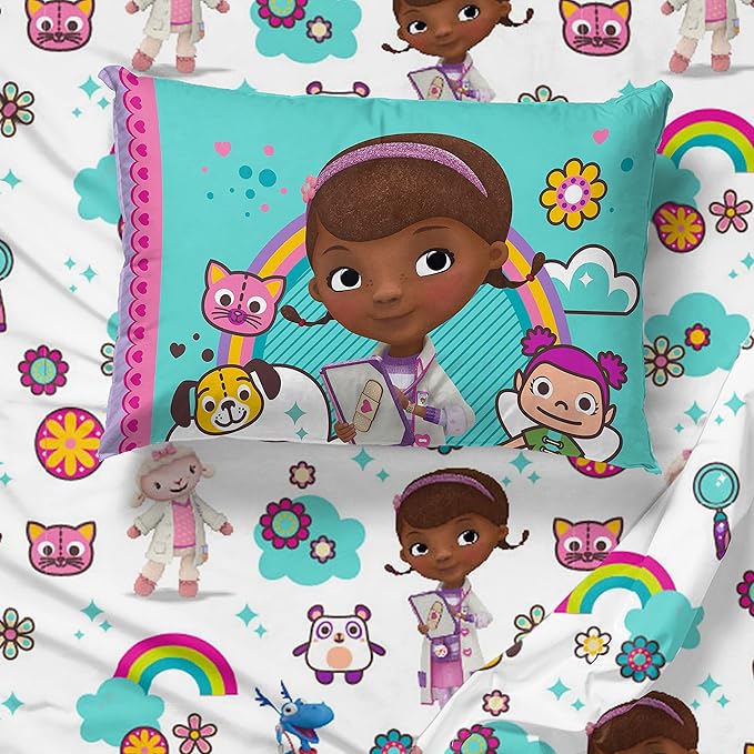 Jay Franco Disney Junior Doc McStuffins Hospital 5 Piece Twin Bed Set - includes Reversible Comforter & Sheet Set - Super Soft Fade Resistant Microfiber (Official Disney Junior Product) - LeafyLoom