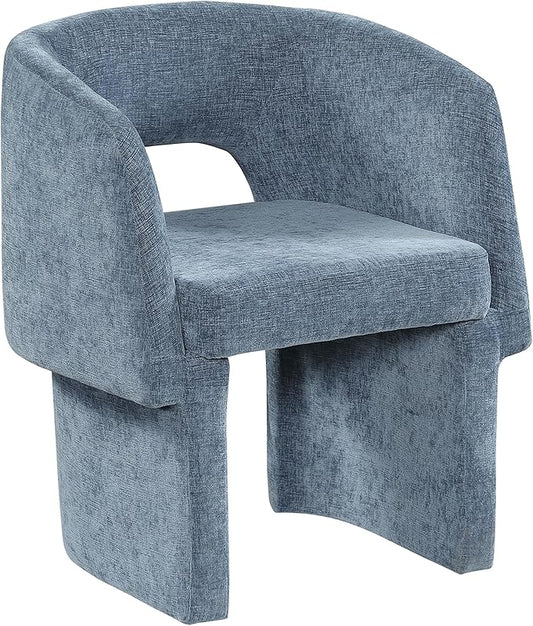 Meridian Furniture Emmet Collection Modern | Contemporary Dining Accent Chair with Rich Fabric, Steel Inner Frame, 26" W x 23.5" D x 30" H, Blue - LeafyLoom