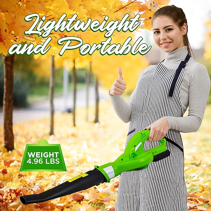 Serenlife Lightweight Cordless Leaf Blower - 18V, 55 MPH Air Speed - Perfect for Decks, Gutter Cleaning, Snow & Small Yards - Rechargeable Battery & Charger Included - Charge Time 4 Hours - Only 5 lbs - LeafyLoom