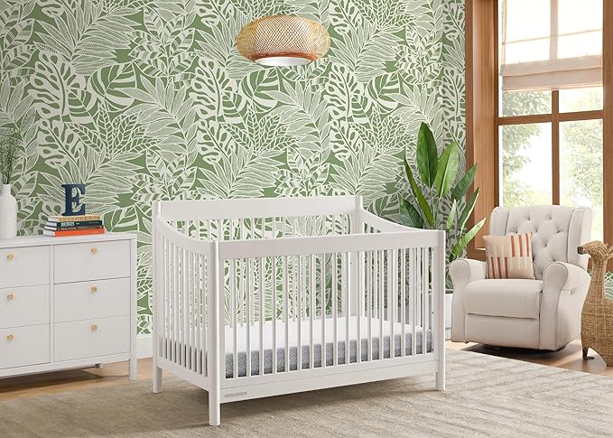 Delta Children Brooks 6-in-1 Convertible Crib - Greenguard Gold Certified, Bianca White - LeafyLoom