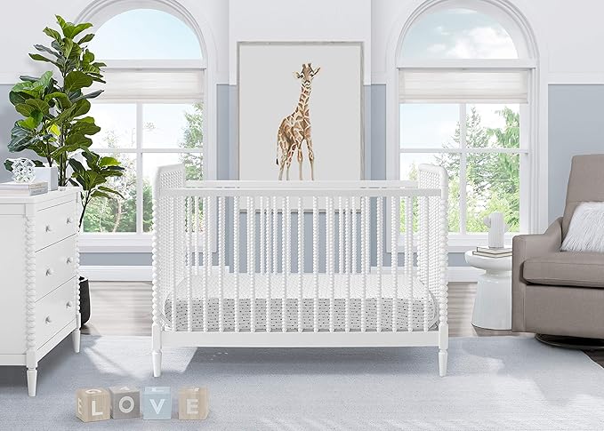 Delta Children Saint 4-in-1 Convertible Crib - Greenguard Gold Certified, Bianca White - LeafyLoom