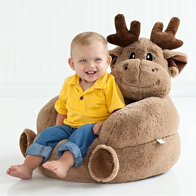 Trend Lab Moose Toddler Chair Plush Character Kids Chair Comfy Furniture Pillow Chair for Boys and Girls, 21 x 19 x 19 inches - LeafyLoom