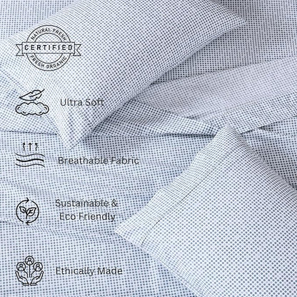 LANE LINEN 100% Organic Cotton Twin XL Sheets Set 3-Piece Pure Percale Bedsheets Soft Bedding Breathable Fits Mattress Upto 15" Deep - Polka Dot - LeafyLoom