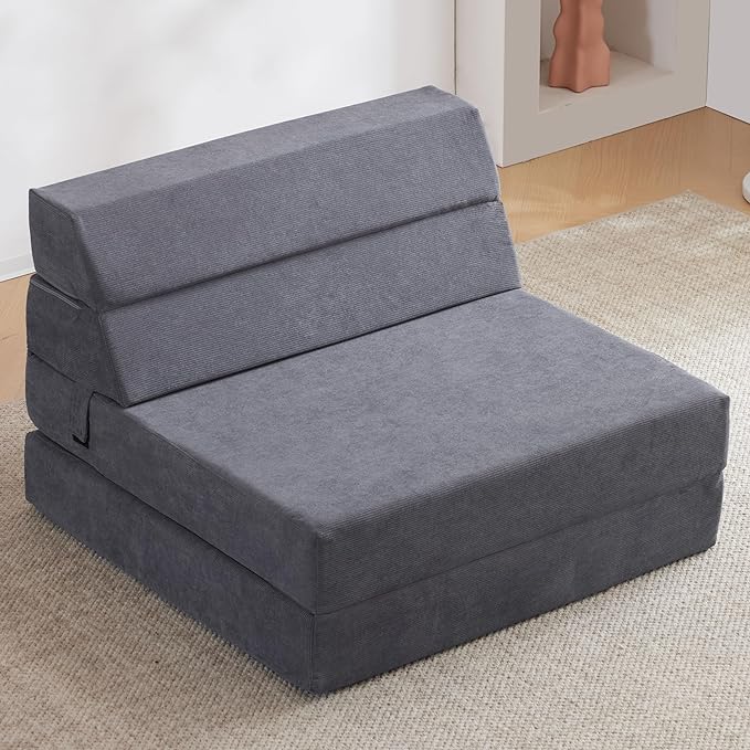 jela Sofa Bed Foldable Mattress Luxury Corduroy, Folding Sleeper Sofa Chair Bed Floor Mattress Floor Couch, Fold Out Couch Futon Mattress for Guest Room, Living Room - LeafyLoom