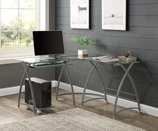 NicBex Laik-DW-00062-DX Desks, 51" W x 51" D x 28" H, Silver - LeafyLoom