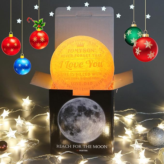 Personalized Gifts for Son Cool 3D Moon Lamp Large,Moon Led Light Gifts for Adult Son from Dad,Cute Desk Lamp for Bedroom Birthday Gifts for Men Son Kids - LeafyLoom