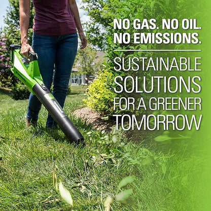 Greenworks 24V (110 MPH / 450 CFM / 125+ Compatible Tools) Cordless Brushless Axial Leaf Blower, 4.0Ah Battery and Charger Included - LeafyLoom