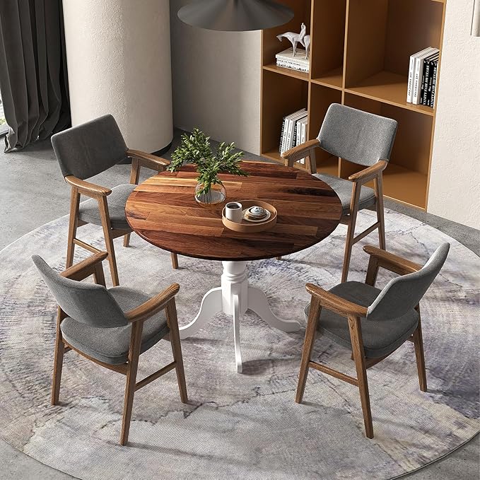 Round Dining Table, Walnut - LeafyLoom