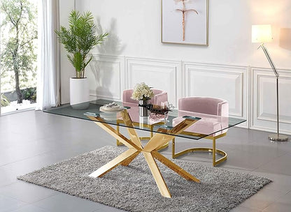 Meridian Furniture Gianna Collection Modern | Contemporary Velvet Upholstered Dining Chair with Polished Gold Metal Frame, 24" W x 22" D x 29.5" H, Pink - LeafyLoom