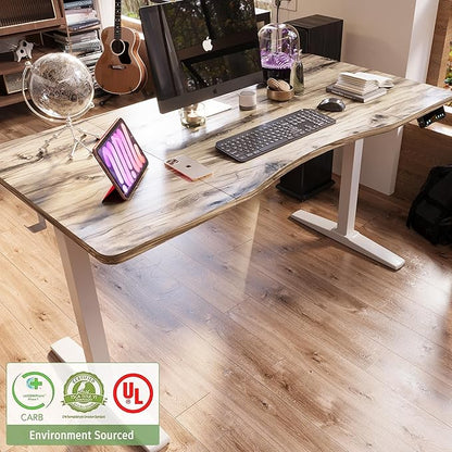 Monomi Height Adjustable Electric Standing Desk, 55 x 28 Inches Stand up Desk, Sit Stand Home Office Computer Desk, Maple - LeafyLoom