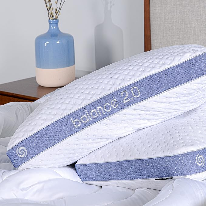 Bedgear Balance Performance Pillow - Size 2.0 - Moisture Wicking Bed Pillow - All Sleep Positions - Medium Firmness Sleeping Pillow - Hypoallergenic, Washable Removable Cover - 20" W x 26" L x 5.75" H - LeafyLoom