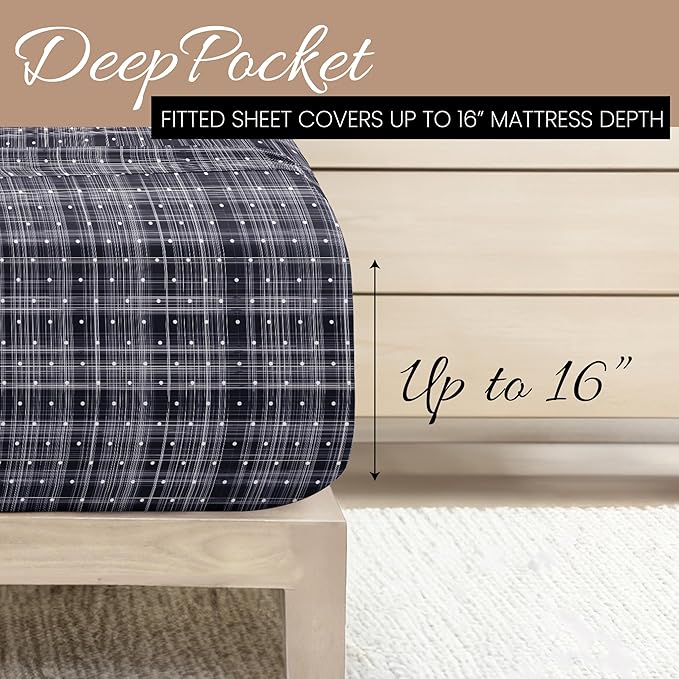 Linen Market 4 Piece Full Bedding Sheet Set (Navy Polka) - Sleep Better Than Ever with These Ultra-Soft & Cooling Bed Sheets for Your Full Size Bed - Deep Pocket Fits 16" Mattress - LeafyLoom