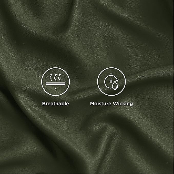 Bedsure Full Size Sheets, Cooling Sheets Full, Rayon Derived from Bamboo, Deep Pocket Up to 16", Breathable & Soft Bed Sheets, Hotel Luxury Silky Bedding Sheets & Pillowcases, Olive green - LeafyLoom