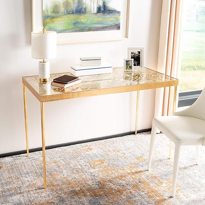 Safavieh Home Office Leilani Gold Leaf Palm Leaf Desk - LeafyLoom