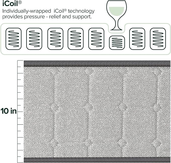 ZINUS 10 Inch Comfort Support Cooling Gel Hybrid Mattress, Queen, Tight Top Innerspring Mattress, Motion Isolating Pocket Springs, Mattress in A Box - LeafyLoom