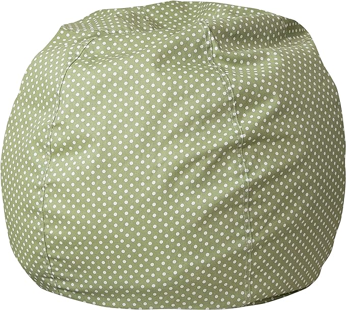 Flash Furniture Dillon Small Bean Bag Chair for Kids and Teens, Foam-Filled Beanbag Chair with Machine Washable Cover, Green Polka Dot - LeafyLoom