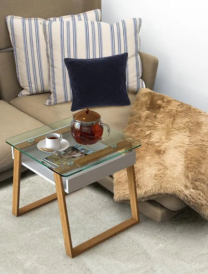 bonVIVO Small Side Table Can be Used as a Modern Coffee Table or for The Living Room (Glass Kitchen Table, Coffee Table for Small Spaces) - LeafyLoom