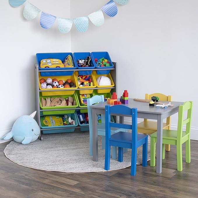 Humble Crew Toy Storage Organizer, Grey/Blue/Green/Yellow 34x11x31 inches,12x9x6 inches,16xx12x6 inches - LeafyLoom