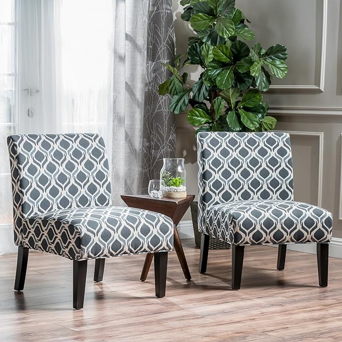 Christopher Knight Home Kassi Fabric Accent Chairs, 2-Pcs Set, Blue / Navy - LeafyLoom