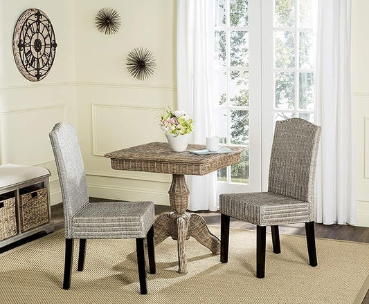 Safavieh Home Collection Odette Grey Wicker Dining Chair - LeafyLoom