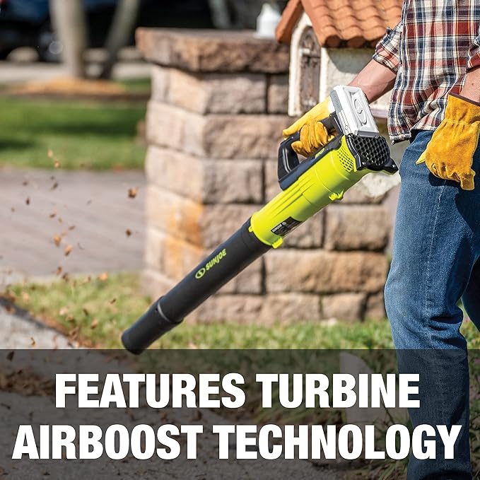 Sun Joe 24V-TB-LTE 24-Volt IONMAX Jet Blower Cordless Compact Turbine Leaf Blower 100-MPH, Kit (w/2.0-Ah Battery + Quick Charger) - LeafyLoom