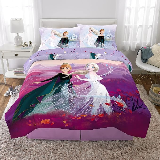 Disney Frozen 2 Kids Bedding Super Soft Comforter And Sheet Set, 5 Piece Full Size, "Official" Disney Product By Franco - LeafyLoom