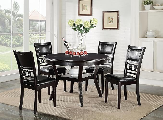 New Classic Furniture Gia Counter Dining Chair (Set of Four), Black PU Upholstered Seat & Back Rest, Ebony - LeafyLoom