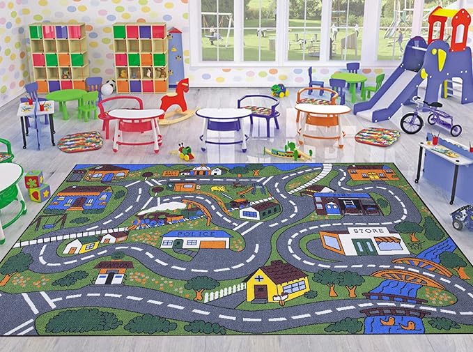 Ottomanson Jenny Children's Collection, Area Rug - 3'3" x 5', Educational Traffic - LeafyLoom