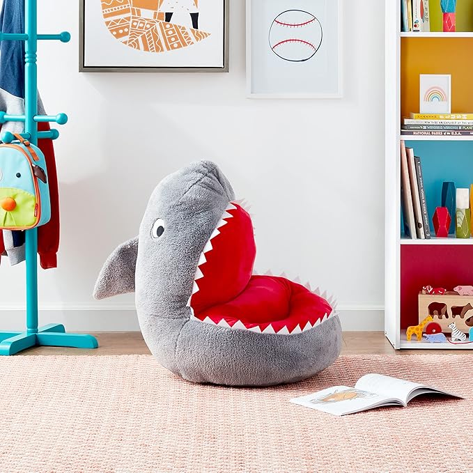 Trend Lab Shark Toddler Chair Plush Character Kids Chair Comfy Furniture Pillow Chair for Boys and Girls, 21 x 19 x 19 inches - LeafyLoom