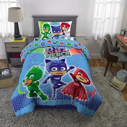 Franco Kids Bedding Super Soft Comforter and Sheet Set, 4 Piece Twin Size, PJ Masks - LeafyLoom