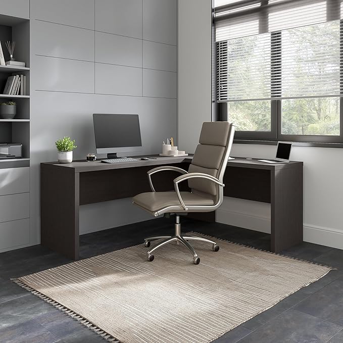 Bush Business Furniture Echo L Shaped Computer Desk, 72W, Charcoal Maple - LeafyLoom