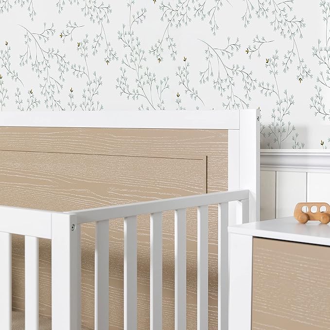 Carter's by DaVinci Radley 4-in-1 Convertible Crib in White & Coastwood, Greenguard Gold Certified - LeafyLoom