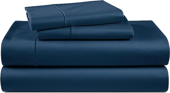 LANE LINEN 100% Egyptian Cotton Bed Sheets - 1000 Thread Count 4-Piece King Sheets Set, Long Staple Cotton Bedding Sheets, Sateen Weave, Luxury Hotel Sheets, Fits Upto 16" Mattress - Estate Blue - LeafyLoom