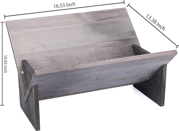 MyGift Rustic Barnwood Gray Desktop Bookcase with Tilted Design, Decorative Storage Organizer Display Bookshelf - LeafyLoom