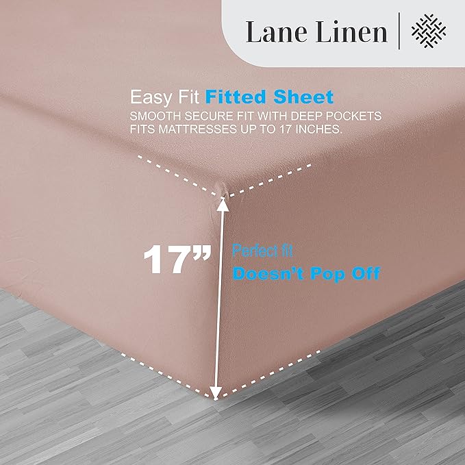 LANE LINEN 100% Egyptian Cotton Bed Sheets - 1000 Thread Count 4-Piece Full Set Long Staple Luxury Hotel Bedding Sateen Weave 16" Deep Pocket (Fits Upto 17" Mattress) Sepia Rose - LeafyLoom