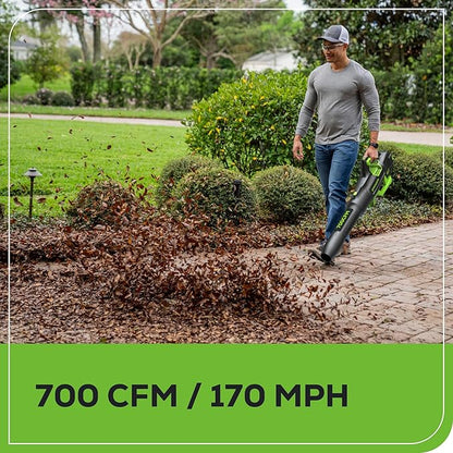 Greenworks 80V 700 CFM Cordless Leaf Blower, 2.5Ah Battery and 45 Minute Rapid Charger - LeafyLoom