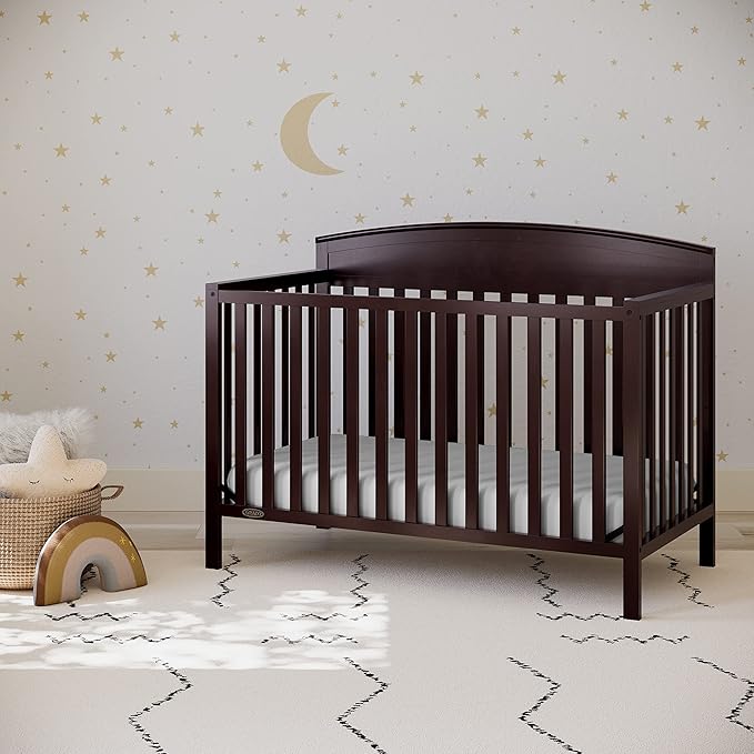 Graco Benton 5-in-1 Convertible Crib (Espresso) – GREENGUARD Gold Certified, Converts from Baby Crib to Toddler Bed, Daybed and Full-Size Bed, Fits Standard Full-Size Crib Mattress - LeafyLoom