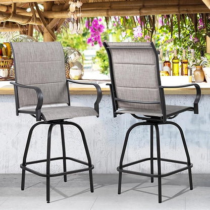 Shintenchi HGB-GR-C patio bar sets, Set of 2, Padded Gray - LeafyLoom