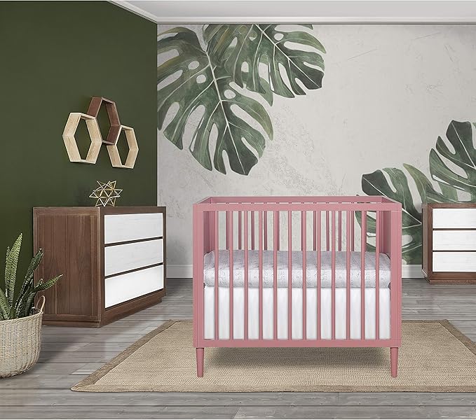 Lucas Mini Modern Crib with Rounded Spindles - LeafyLoom