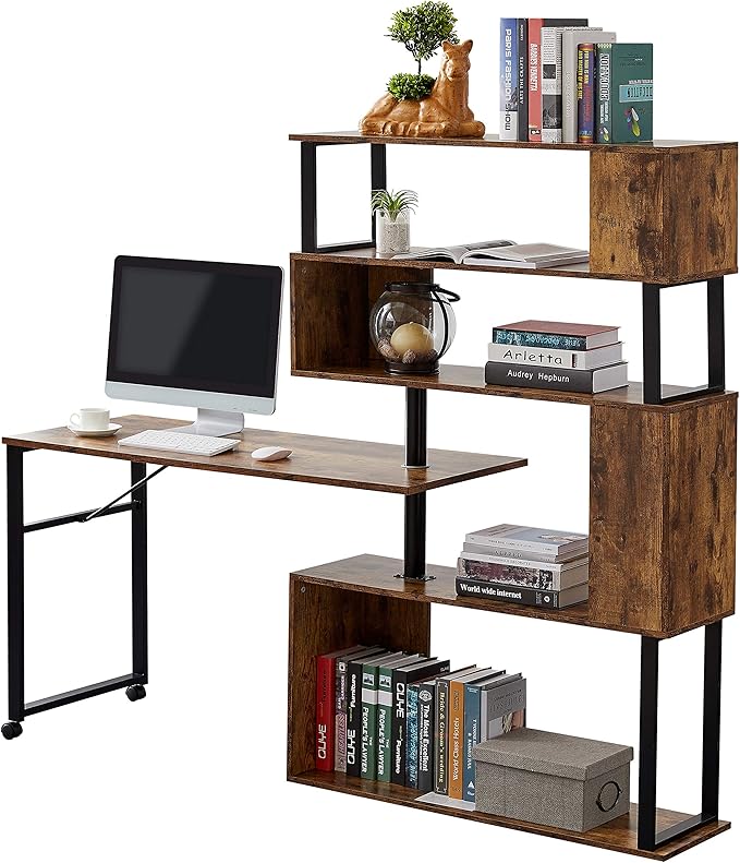 NicBex Laik-DW-00003-DX Desks, 47.2" W x 39.9" D x 60.2" H, Brown - LeafyLoom