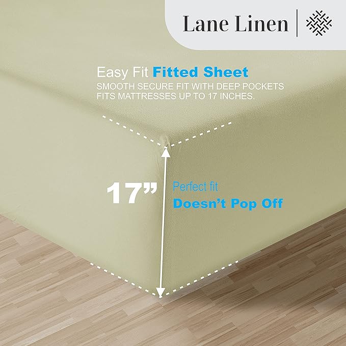 LANE LINEN Split King Sheets for Adjustable Beds - 1000 Thread Count 5 Piece Set 100% Egyptian Cotton Sateen Weave Cool Breathable & Soft 2 Fitted Fits Upto 17" Deep Pockets Sea Foam - LeafyLoom