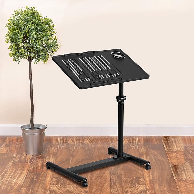 Flash Furniture Macon Black Adjustable Height Steel Mobile Computer Desk - LeafyLoom