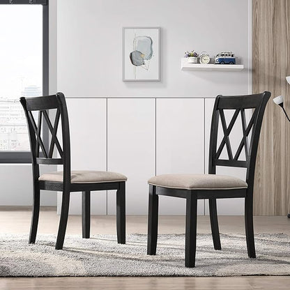 Roundhill Furniture Windvale Fabric Upholstered Dining Chair, Set of 2, Black - LeafyLoom